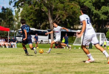 Junior boys football match at the Premier Invitational tournament on the Gold Coast